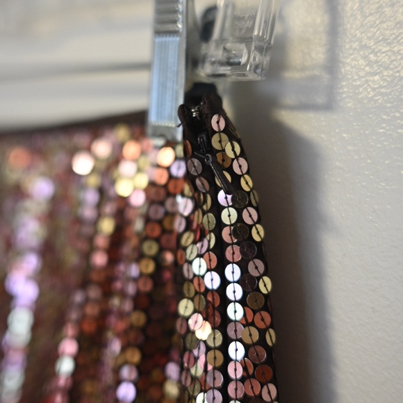 Vintage Express Y2K Sequin Mini Skirt - Copper & Gold Womens Size 1/2 NWOT - Picture 4 of 11